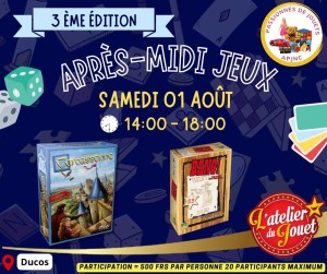Affiche de l'après-midi jeux à l'Atelier du Jouet à Ducos