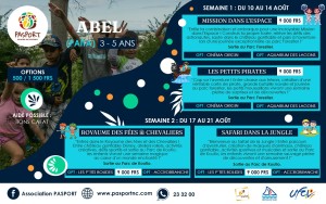 Centre de loisirs PASPORT Abel à Païta - Vacances d'août 2026 - Enfants de 3 à 5 ans
