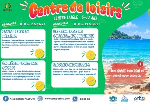 Programme PASPORT Centre Laigle à Nouméa pour les 6 à 12 ans – Vacances octobre 2026