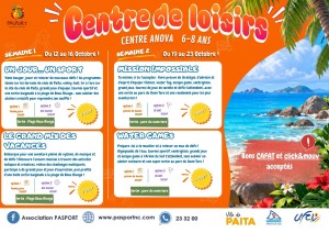 Programme PASPORT Centre Anova à Païta pour les 6 à 8 ans – Vacances octobre 2026