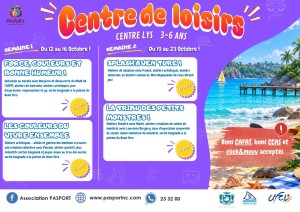 Programme PASPORT Centre Lys à Nouméa pour les 3 à 6 ans – Vacances octobre 2026